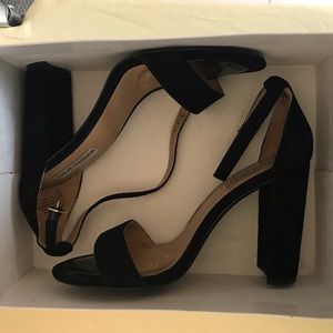 Black suede Steve Madden classic sandal heels